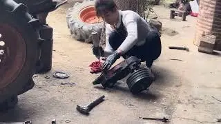 Amazing Talented 18-Year-Old Genius Girl Repairs a Damaged Tractor Diesel Engine