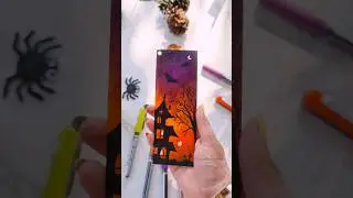 Easy & quick Halloween Bookmark 👻 #halloweenart #halloween2023 #bookmarkpainting #bookmarkideas