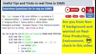 Real Time Production Environment Tips and Tricks on SSMS.