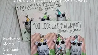 Mama Elephant Stamps - Page Huggers - 3 Blind Mice Card