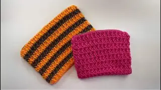 DIY. POCHETTE CON CERNIERA ALL'UNCINETTO. CROCHET ZIPPERED CLUTCH. BOLSA TEJIDA PUNTADA WAFFLE.