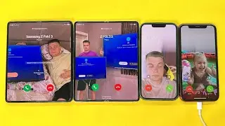 Father Maxim Is Calling Samsung Z Fold3 Two vs IPhone 13/ 11Red FaceTime Audio incoming call