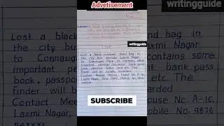 Advertisement for lost hand bag |#ad #advertisement #writing #shorts #video #english