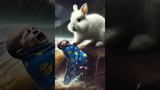 Rabbit saves baby floating in water  🐰 #rabbitrescue #cuteanimals #Babyrescue