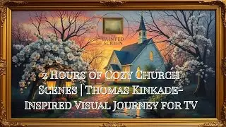 The Painted Screen: 2 Hours of Cozy Church Scenes | Thomas Kinkade-Inspired Visual Journey for TV