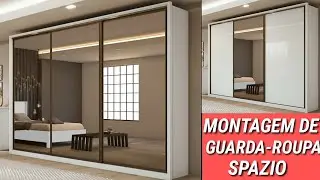 como montar guarda-roupa spazio sozinho -guarda-roupa 3 portas de correr e 6 gavetas.