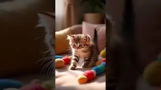 Tiny Kitten Making Friends with a Mouse