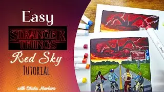 How to Color the STRANGER THINGS Red Sky🔥| Tutorial | Ohuhu Markers