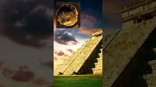 Metal disco balls under a Mayan pyramid