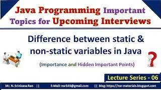 Importance of static variables | Difference between static and non-static variables | Java FAQs