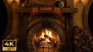 Lord of the Rings Hobbit Fireplace 🔥 Bag End Cozy Ambience | Shire Hearth for TV & Projector