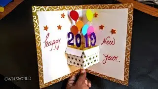 Very Easy ! New year pop up greeting cards - How to make New Year Card at Home | Craft