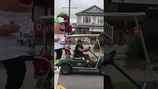 Grand Falls Potato Festival Parade  of Boats, ATV's, Mr.  Potato, and Fire Truck Mascot