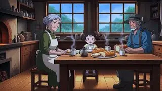 Baking Bread on a Cozy Rainy Day at the Family Farm/ ghibli-inspired animation