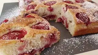 Torta de fresas fácil y rápida - 5 minutos y al horno