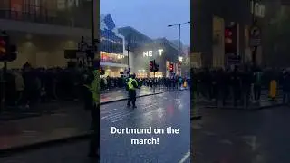 Borussia Dortmund Fans Marching Through Newcastle