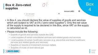 UAE VAT Return Box 4 - Zero rated supplies