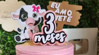 BOLO MESVERSÁRIO EU AMO TETÊ | VAQUINHA | ATELIÊ DOCE - LIDIANE OLIVEIRA