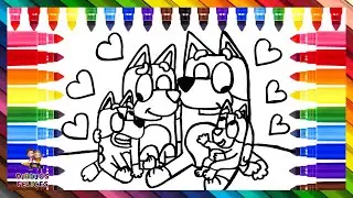 Dibuja y Colorea A Bluey Y Su Familia  🐶❤️🧡💛💚💙💜 Dibujos Para Niños
