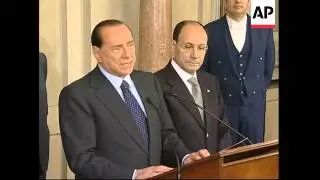 Ex-PM Berlusconi told president he wants early elections or broad coalition gov't