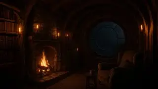 Cozy Hobbit House at Night &ndash; Rain & Thunderstorm Ambience with Crackling Fireplace - Relax & Sleep