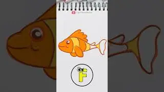 F for Fish Drawing | Phonic sounds of alphabets | Pre-K Learning Videos | @Lilmoonrhymes #abcd