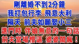 剛離婚不到2分鐘，我打包行李 飛意大利，隔天 前夫如願娶小三，進門時 伴娘無意的一句話，前夫當場懵逼 婆婆鬧瘋！#妮妮故事會 #情感故事 #老年生活