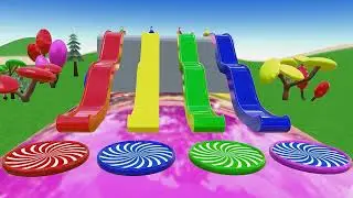 Long Slide Game with Cow Elephant Gorilla Hippopotamus Tiger 3d Animal Game Funny 3d Animals: