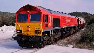 66152 TnT 66080 AT LITTLE TREVISCOE CROSSING WORKING THE 'CORNISH EXPLORER' - 20th September 2014
