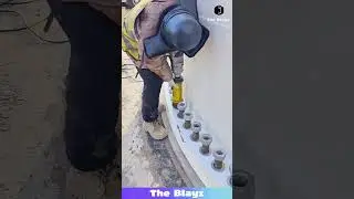 Heavy Steel Nut Installed on Pillar Using Machine | Precision Industrial Work