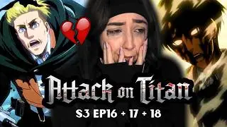I'M HEARTBROKEN!!! 😭💔 | Attack on Titan Season 3 Episode 16, 17 & 18 Reaction