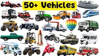 Learn Vehicles Names for Kids | Types of Transport Vehicles for Toddlers, Preschoolers, LKG, UKG