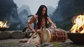SHAMANIC DRUMMING WOMAN – SACRED RITUAL OF WILD NATURE | CINEMATIC HEALING