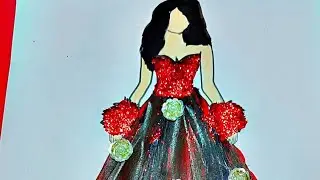 &ldquo;Beautiful Red & Black Dress Drawing ❤️🖤 | My Art&rdquo;