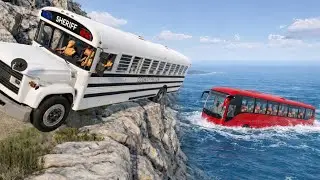 BeamNG.drive | 😱l Bus on Dangerous Cliff Roads | 🔥 Extreme Crash Test |#91