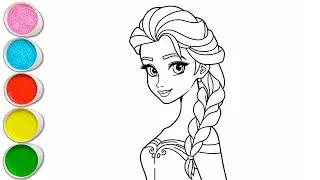 Cute Elsa Frozen with Flower Drawing for kids, Painting & Coloring for kids, Toddlers | Easy to Draw
