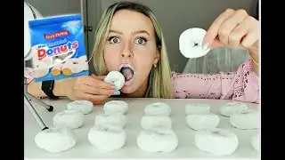 ASMR EATING WHITE POWDER DONUTS! #ASMR #EATINGASMR #DONUTS #MUKBANG