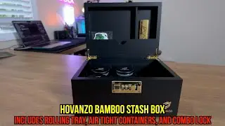 Большой бамбуковый ящик для хранения HOVANZO Premium со съемным лотком