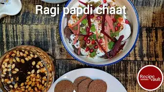 Ragi papdi chaat. Air fried ragi papdi chaat. Festival special chaat. #recipevault #chaat