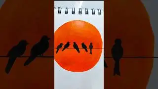 Easy drawing,birds in the evening 🖌️🫟