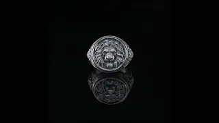 Lion Head Wild Animal 925K Sterling Silver The Ring | Handmade Custom Vintage Aesthetic Band Ring