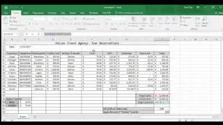 Excel: Example of Travel Agency Spreadsheet