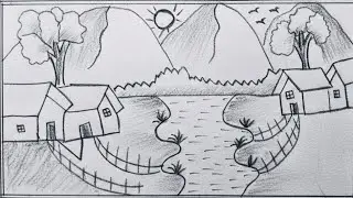 How to draw amazing house river side drawing ideas #house pencil easy drawing ideas #