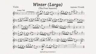 Winter (Largo) The Four Seasons Vivaldi - Violin Playalong Sheet music & Guitar accompaniment