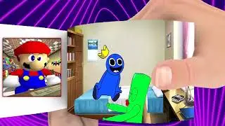Mario React to Rainbow Friends Blue x Green Spend Time Together   Flipbook Animation
