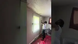 Ceiling repair, adding compound with a textured roller
