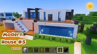 Minecraft : Insane Modern House With Epic Pool & Interior #minecraft #modern #house #pool 