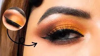Matt brown and Orange Smokey Eye makeup Tutorial | Eye makeup Tutorial for Beginners