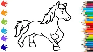 How To Draw horse Drawing, Painting & Coloring For Kids and Toddlers_ Child Art 🐋🌈🎨