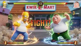 Homer Simpson vs Peter Griffin - Fights with Healthbars | Epic Battle